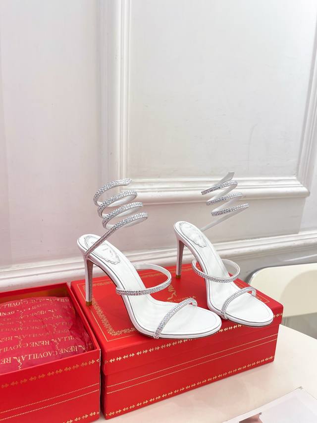 rene Caovilla25Ss Latest Rc Snake-Shaped Cleo Crystal Diamond High-Heeled San