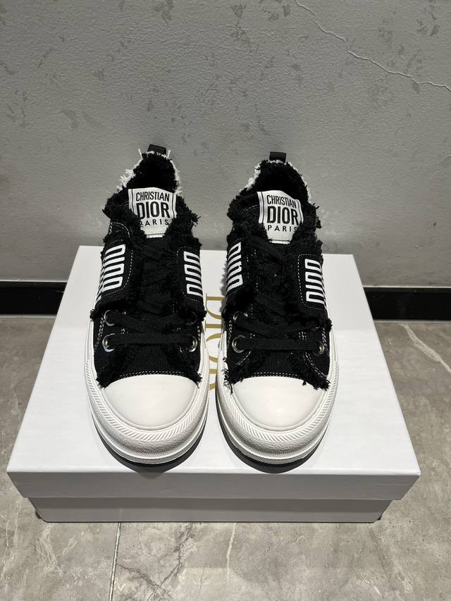 Yuan Dior 2025 Monogram Embroidered Thick-Soled Canvas Shoes Casual Sneakers Thi