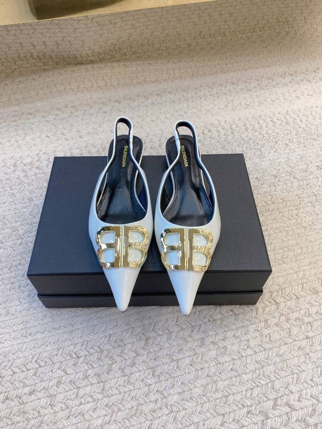 balenciag*Ss25 Double B Pointed Toe Flat Sandals Original Last, Top Quality M