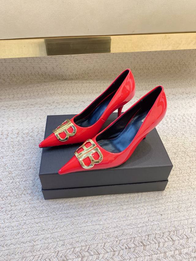 balenciag*Ss25 New Style Double B Pointed Toe High Heels Original Last, Top Q
