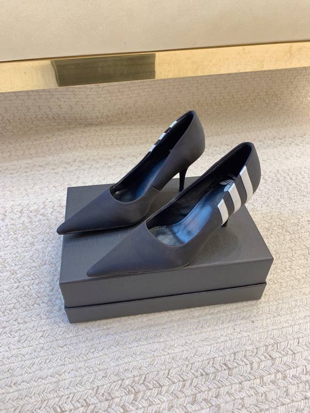 balenciag*Ss25 New Style Silk Striped High Heels Original Last, Top Quality M