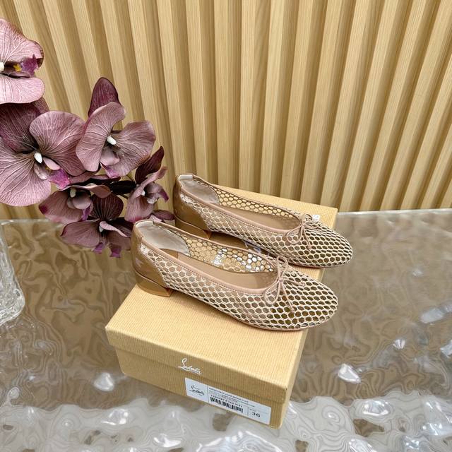 cristian Louboutin 2025S Original Re-Made Cl New Show Mesh Mary Jane Thick He