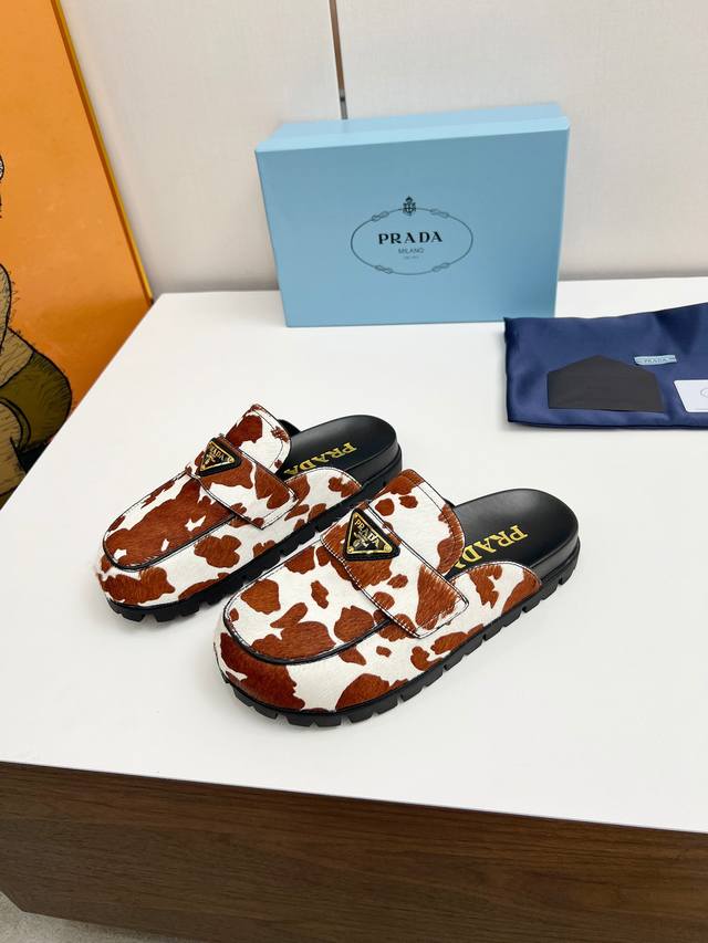 Market Top Version Ss Prada Triangle Logo Cow Color Leather Top Quality Elegant,