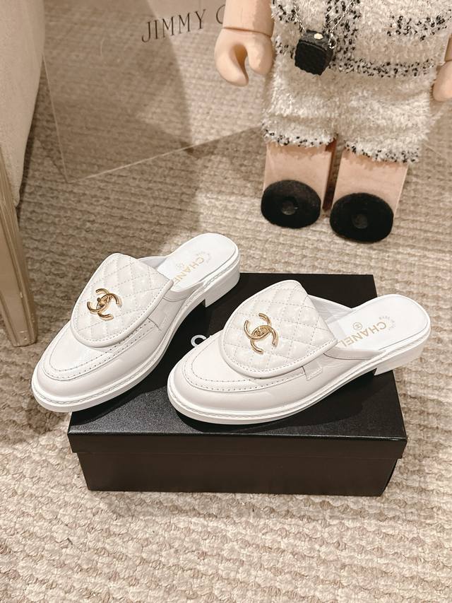 Factory Price Pp Chane* Classic Flip-Up Diamond Half-Slipper Loafers Classic All