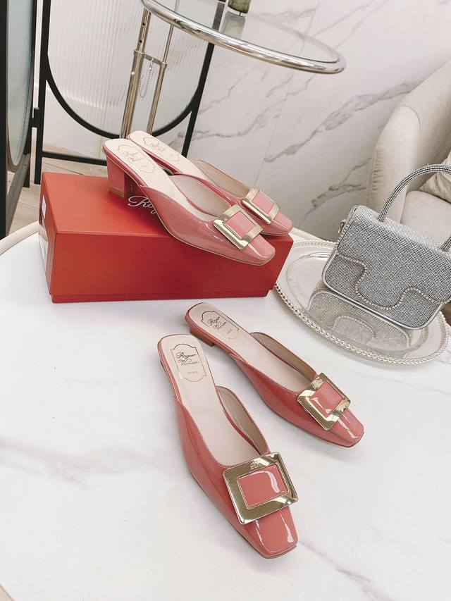 Price: * 22 New Square Toe Thick Heel Mid-Heel Mule Half Slippers. Slipper Lover