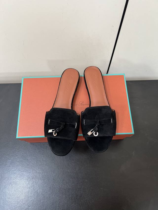 High Heels Loro Piana Lp Classic Flat Slippers Hardware Pendant High Heel Sandal