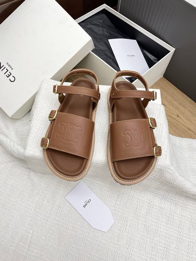 celine Celine 24 Spring And Summer's Latest Hit Triumph Logo Sandals This Sea