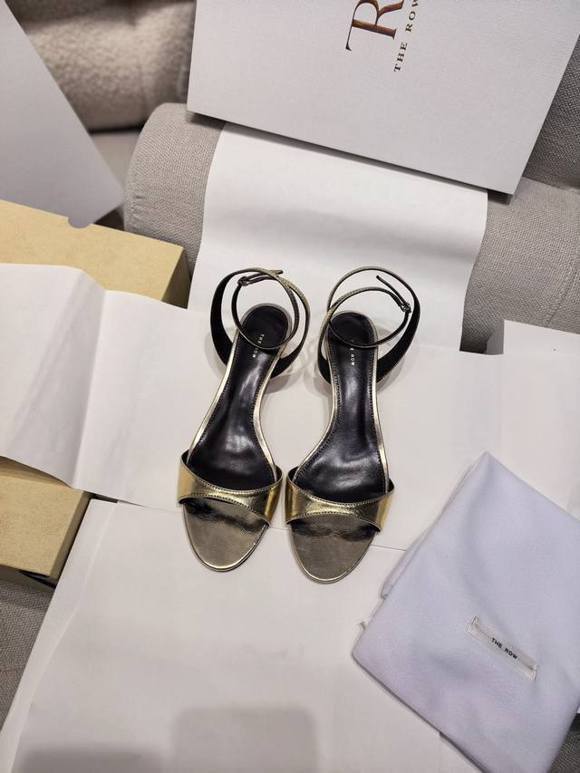 New The Row Spring And Summer Kitten Heel Simple Back Strap Sandals Original Qua