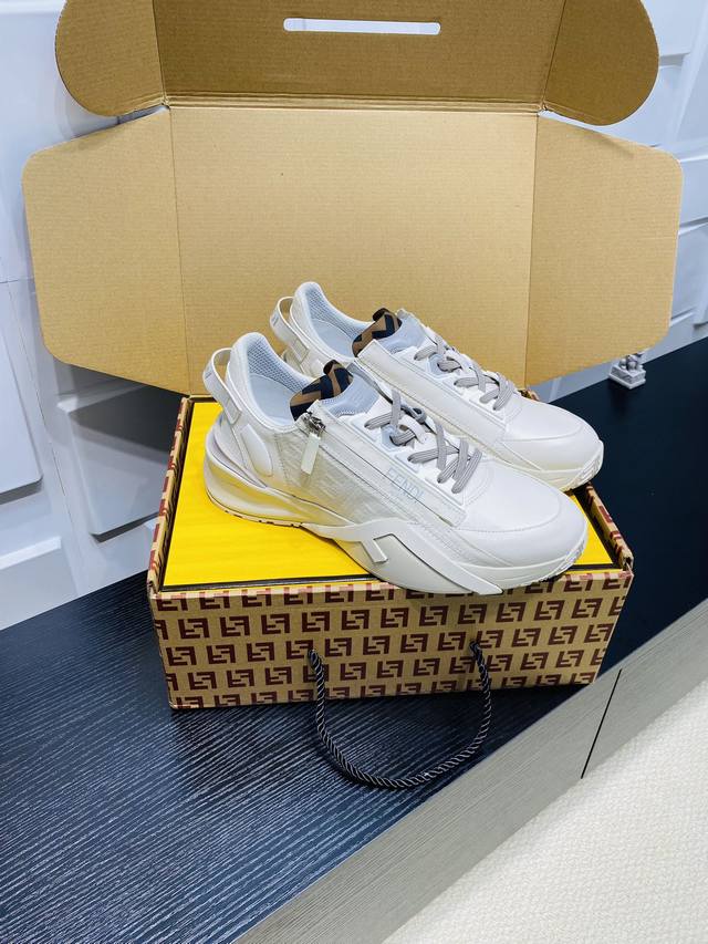 Top Version Fendi Classic Flow Series Sneakers Casual Running Shoes Slip-On Snea