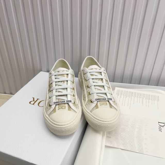 High-End Version Of Dior Flat Sneakers With Fully Embroidered Iconic Pattern Spo