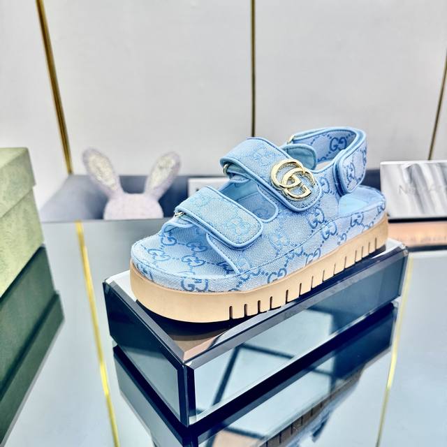 Factory Price Pp Gucci2025 Official Website New Velcro Thick-Soled Sandals Whole