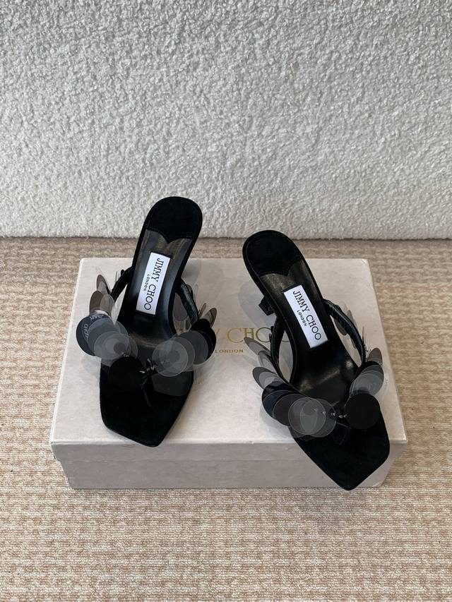 jimmy Choo 25 Spring/Summer Jc New Beaded Square Toe Flip-Flops With Kitten H