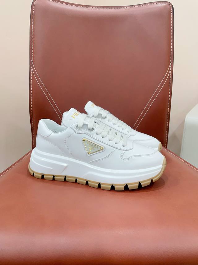 Certified Prad* Latest Re-Nylon Series Triangle Logo Couple Casual Thick-Soled S