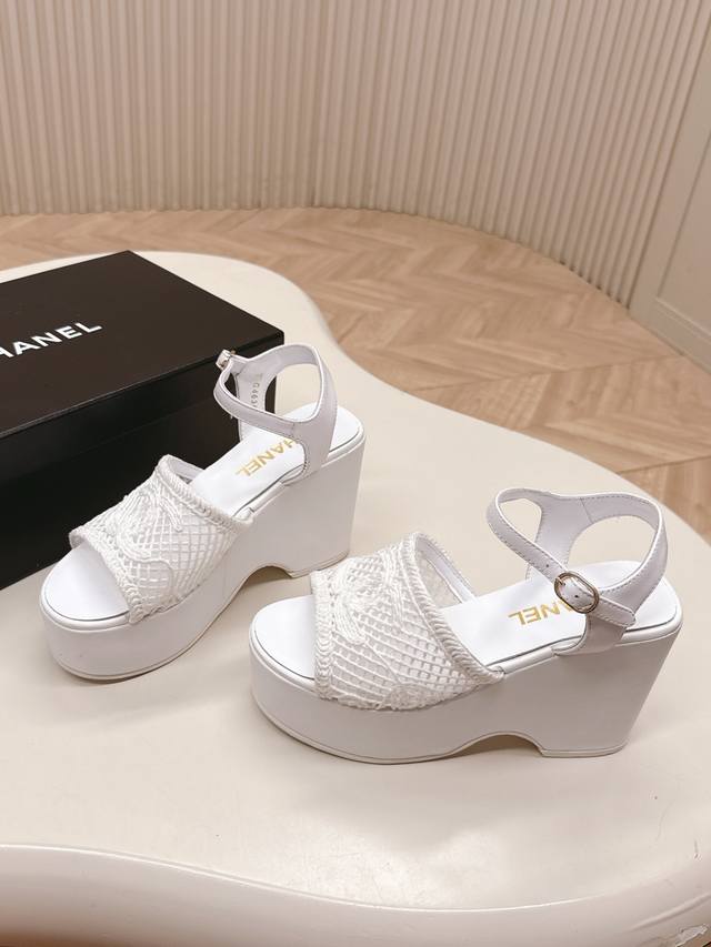 25Ss New Spring And Summer Chanel Wedge-Heeled Thick-Soled Sandals, Double C
