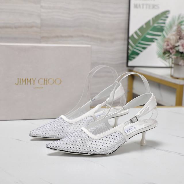Highest Version Jimmy Choo Latest Mesh Slippers 2025Ss Mesh Hot Diamond Back San