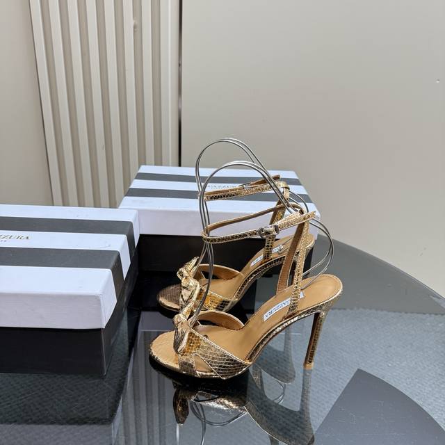 aquazzura Purchasing Quality Original Development 2025 New Bow Snakeskin High