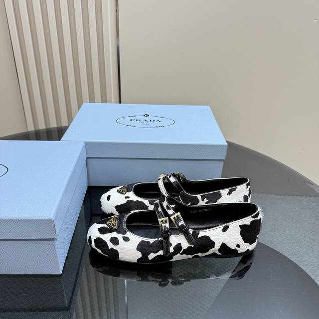 Top With Airplane Box Prada Classic Triangle Logo Leopard Print Mary Jane Shoes