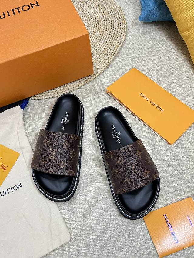 Factory Women's Size Men's Size Top Version Louis Vuitton Lv Slippers Donkey Bra