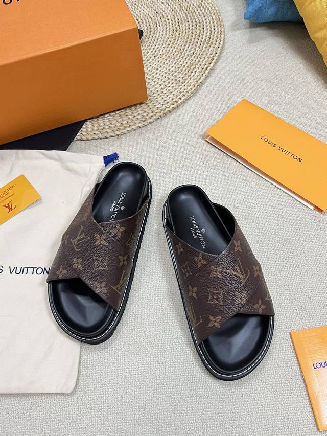 Factory Women's Size Men's Size Top Version Louis Vuitton Lv Slippers Donkey Bra