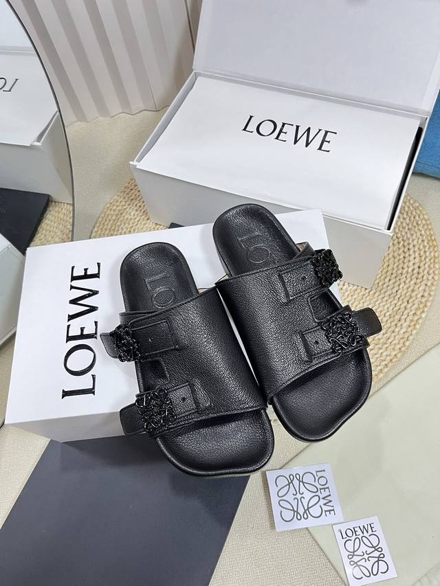 Factory Men +10 Couples Loewe New Spring Sandals Ease Three-Petal Toe Full Leath