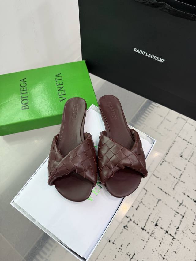 bottega Venetabv Blink Series Knotted Braided Strap Flat Slippers Ins Xiaohon