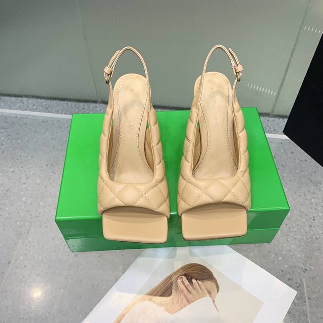 bottega Venetabv Fish Mouth Square Toe Sandals With High Elastic And Comforta