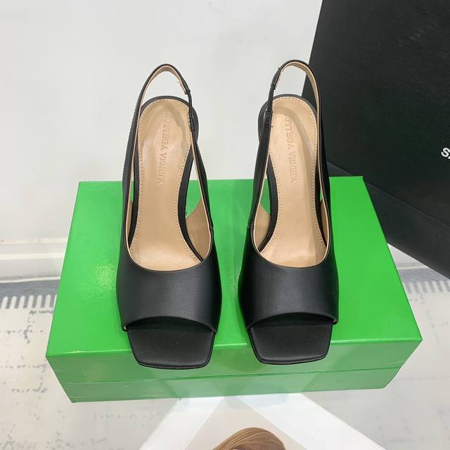 bv Knot Series Metal Heel Hollow Back Fish Mouth High Heel Sandals Metal Twis