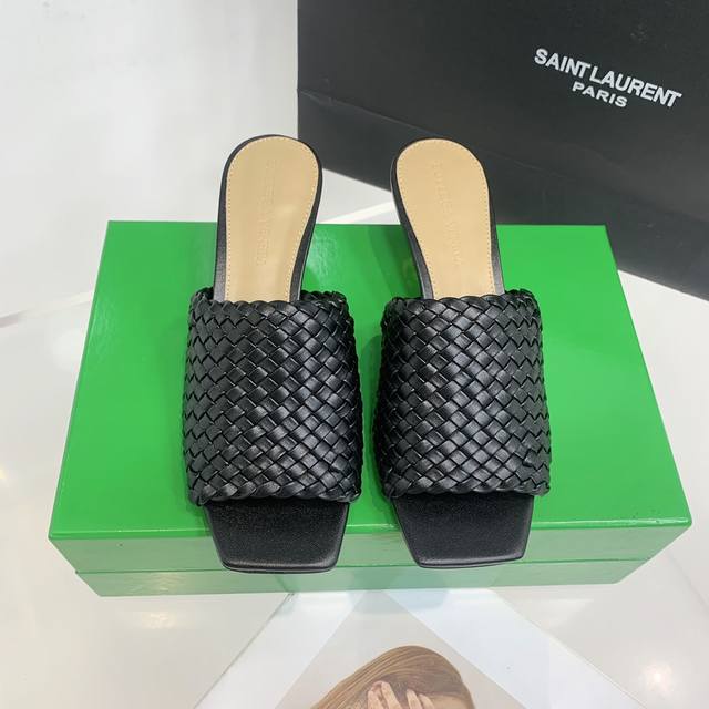 bv Knot Hand-Woven Metal Heel High-Heeled Slippers. One-To-One Stainless Stee