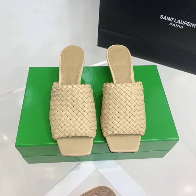 bv Knot Hand-Woven Metal Heel High-Heeled Slippers. One-To-One Stainless Stee