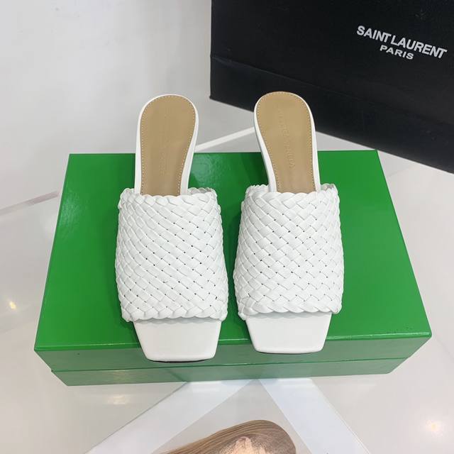 bv Knot Hand-Woven Metal Heel High-Heeled Slippers. One-To-One Stainless Stee