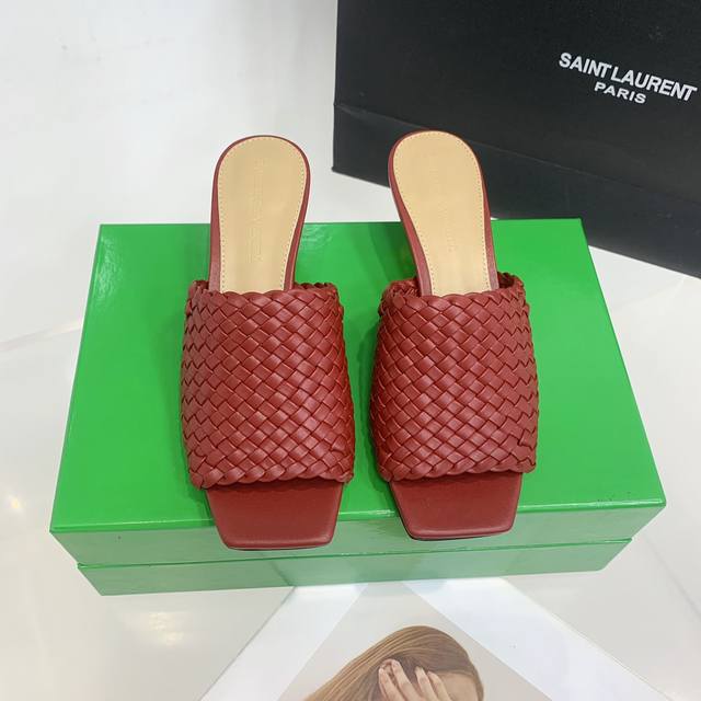 bv Knot Hand-Woven Metal Heel High-Heeled Slippers. One-To-One Stainless Stee