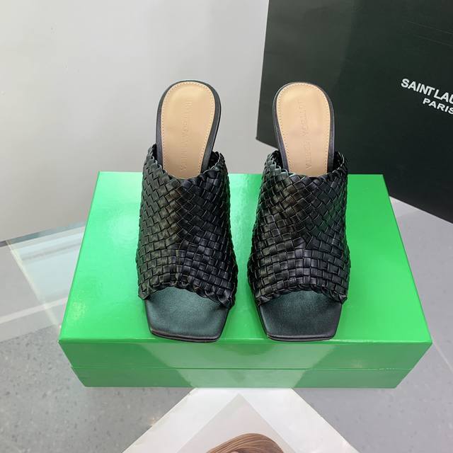 Factory: Bv Knot Woven Series Metal Heel High-Heeled Slippers. This Square-Toed