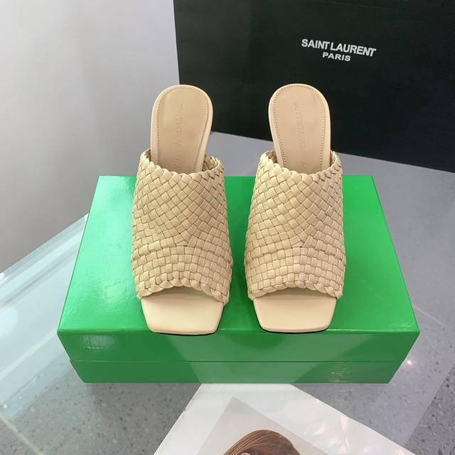 Factory: Bv Knot Woven Series Metal Heel High-Heeled Slippers. This Square-Toed