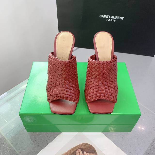 Factory: Bv Knot Woven Series Metal Heel High-Heeled Slippers. This Square-Toed