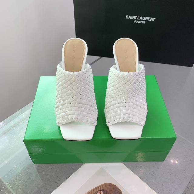 Factory: Bv Knot Woven Series Metal Heel High-Heeled Slippers. This Square-Toed