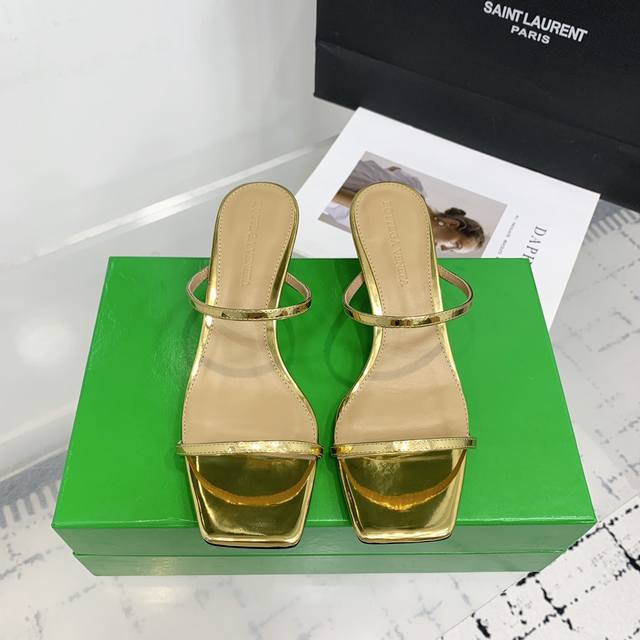 bv Knot Heel Double Strap Sandals Metal Twist Heel For Durability And Durabil