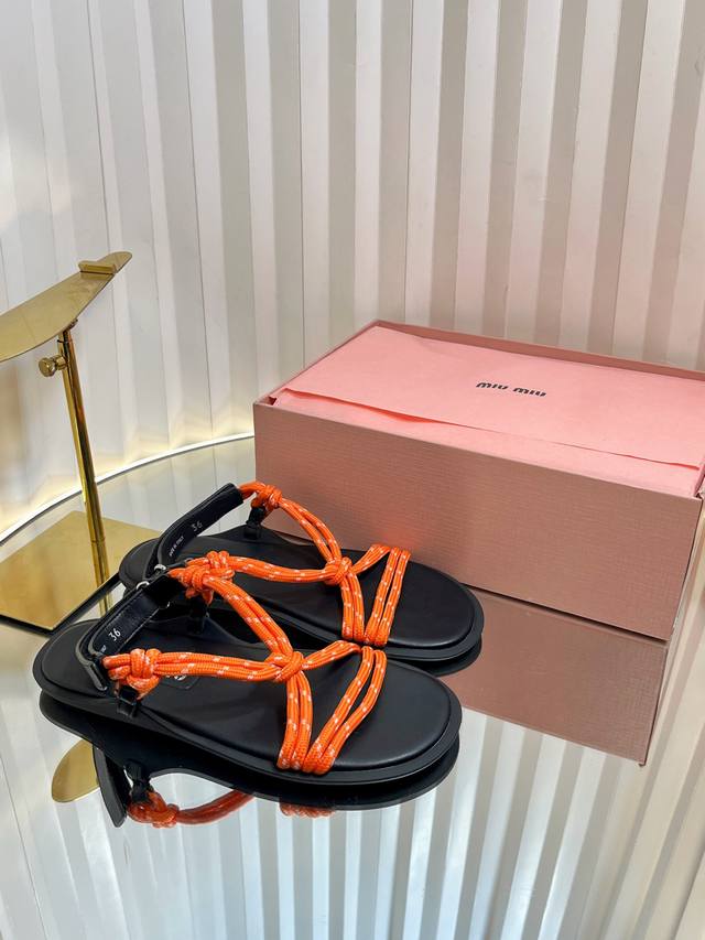 miumiu Miu Miu 25Cc Hemp Rope Braided Sexy Sandals The World's Most Popular T
