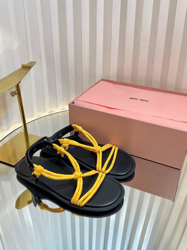 miumiu Miu Miu 25Cc Hemp Rope Braided Sexy Sandals The World's Most Popular T