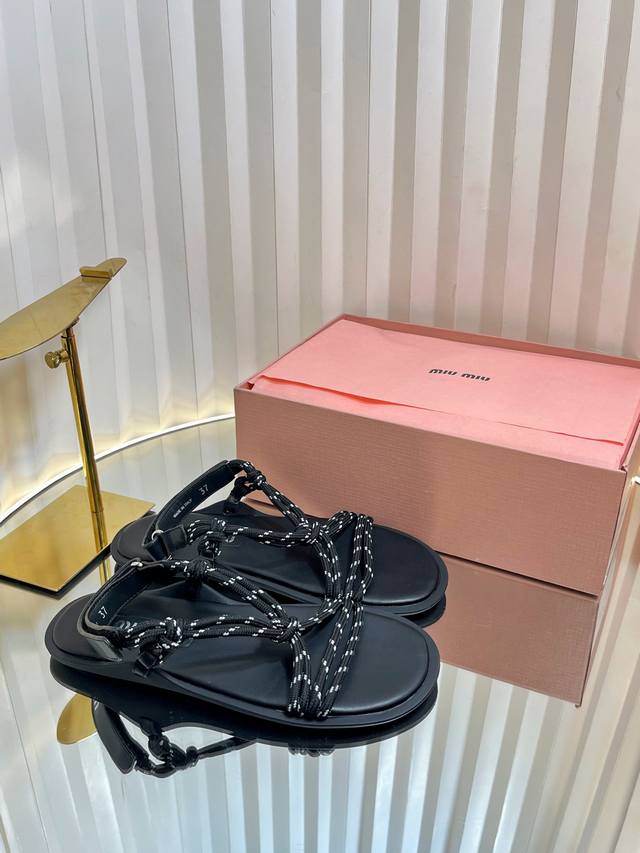 miumiu Miu Miu 25Cc Hemp Rope Braided Sexy Sandals The World's Most Popular T