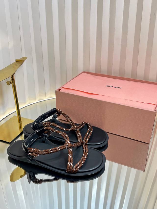 miumiu Miu Miu 25Cc Hemp Rope Braided Sexy Sandals The World's Most Popular T