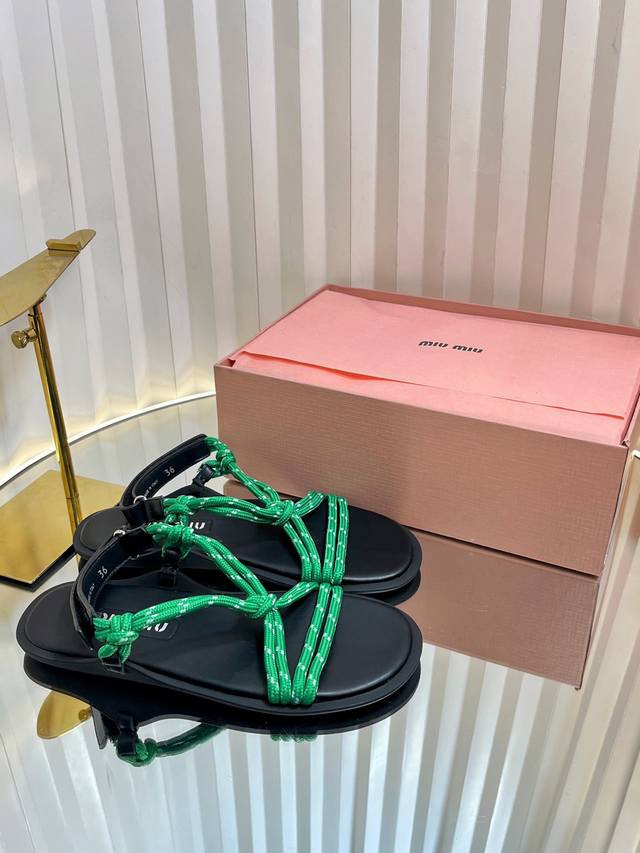 miumiu Miu Miu 25Cc Hemp Rope Braided Sexy Sandals The World's Most Popular T