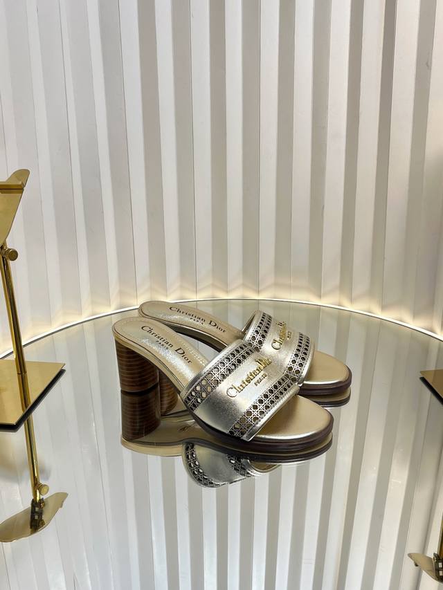 dio* 25 Dior Leather Perforated Letter Slides This Dway Cotton Sandal Is A Cl