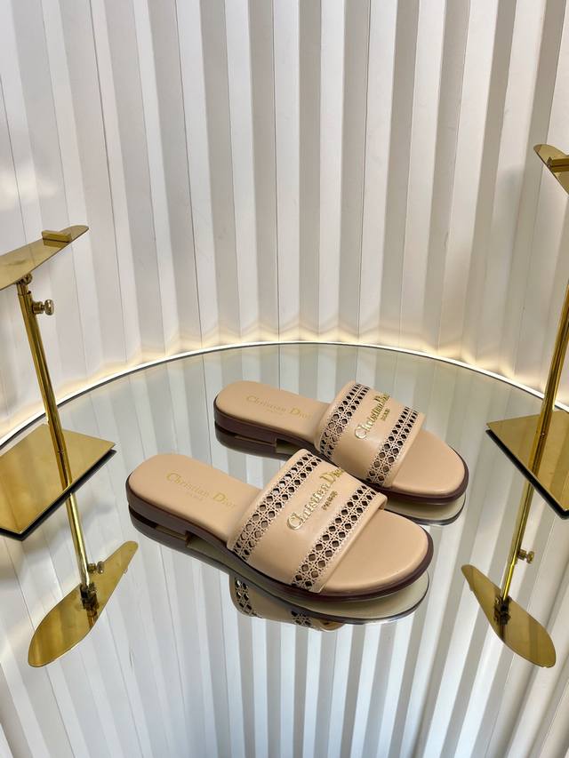 dio* 25 Dior Leather Perforated Letter Slides A Classic Style, This Dway Cott