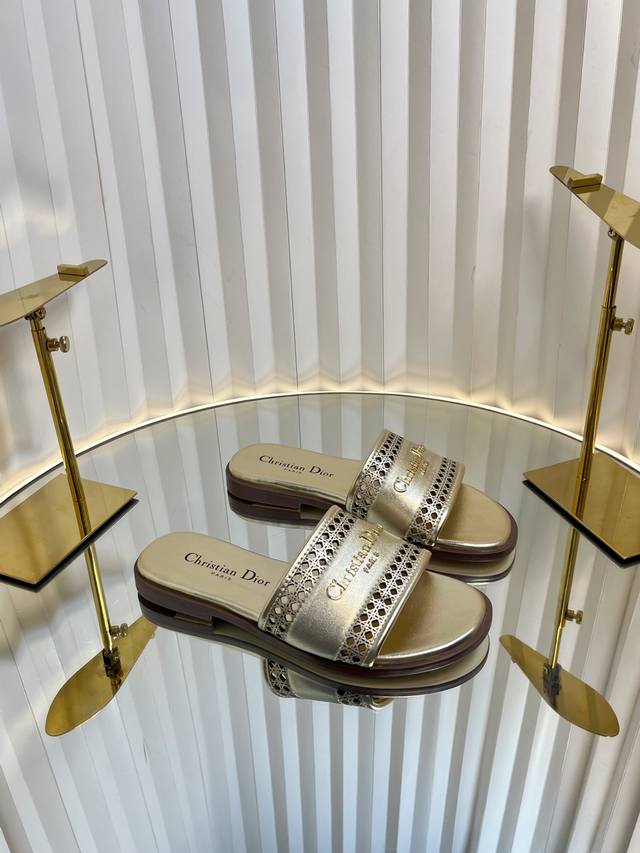 dio* 25 Dior Leather Perforated Letter Slides A Classic Style, This Dway Cott
