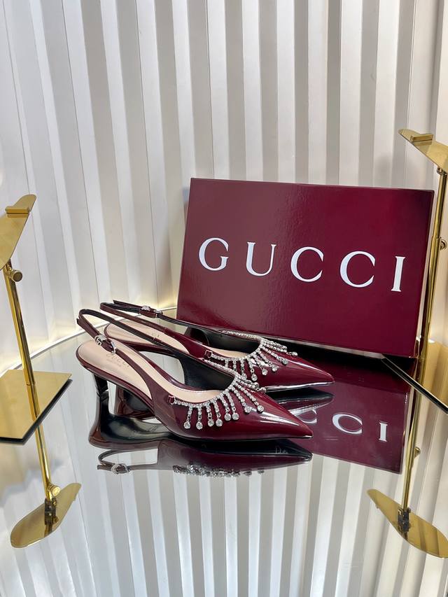 gucci 25Ss Early Spring New G-Style Diamond Chain High Heelsvertical Diamond