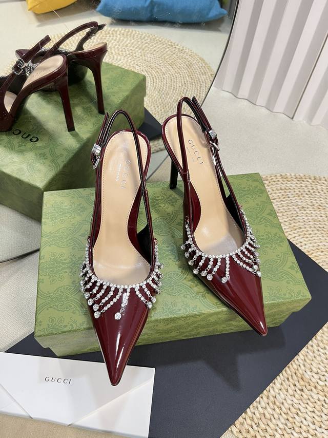 gucci 24Ss Early Spring New G-Style Diamond Chain High Heelsvertical Diamond