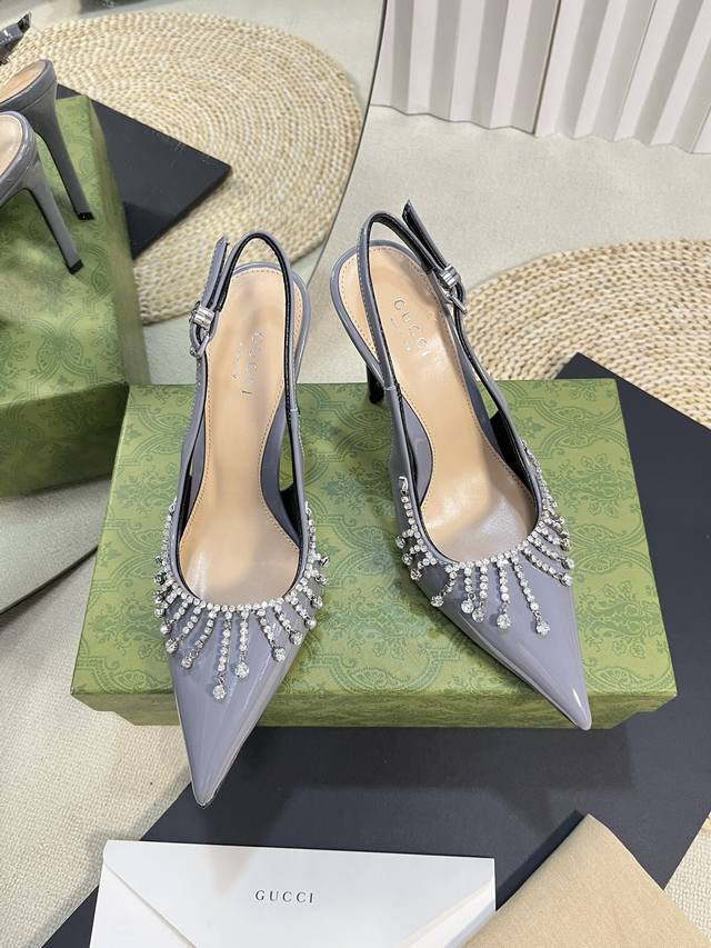 gucci 24Ss Early Spring New G-Style Diamond Chain High Heelsvertical Diamond