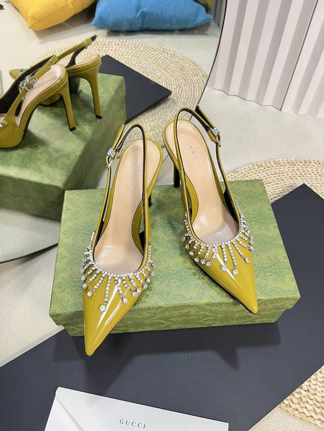 gucci 24Ss Early Spring New G-Style Diamond Chain High Heelsvertical Diamond