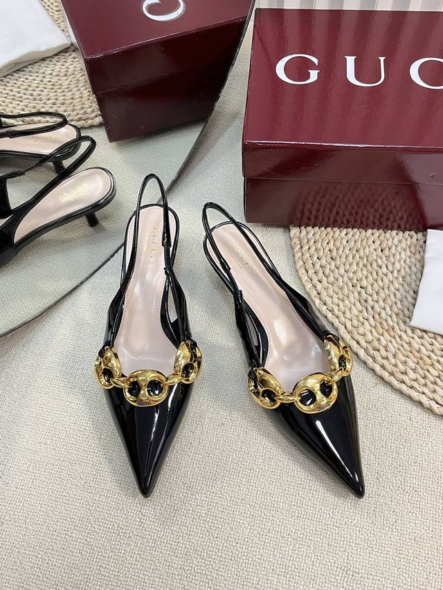 gucci 24Ss New G-Style Pointed Toe New Round Buckle Series Classic Reappearan