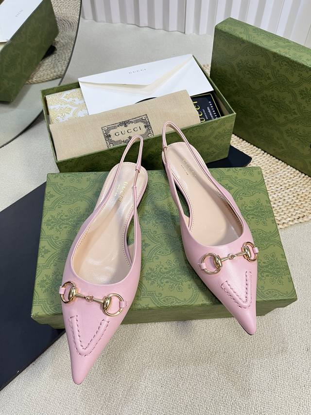 gucci 24Ss Spring And Summer New G-Style Pointed Horsebit V-Shaped Series Cla